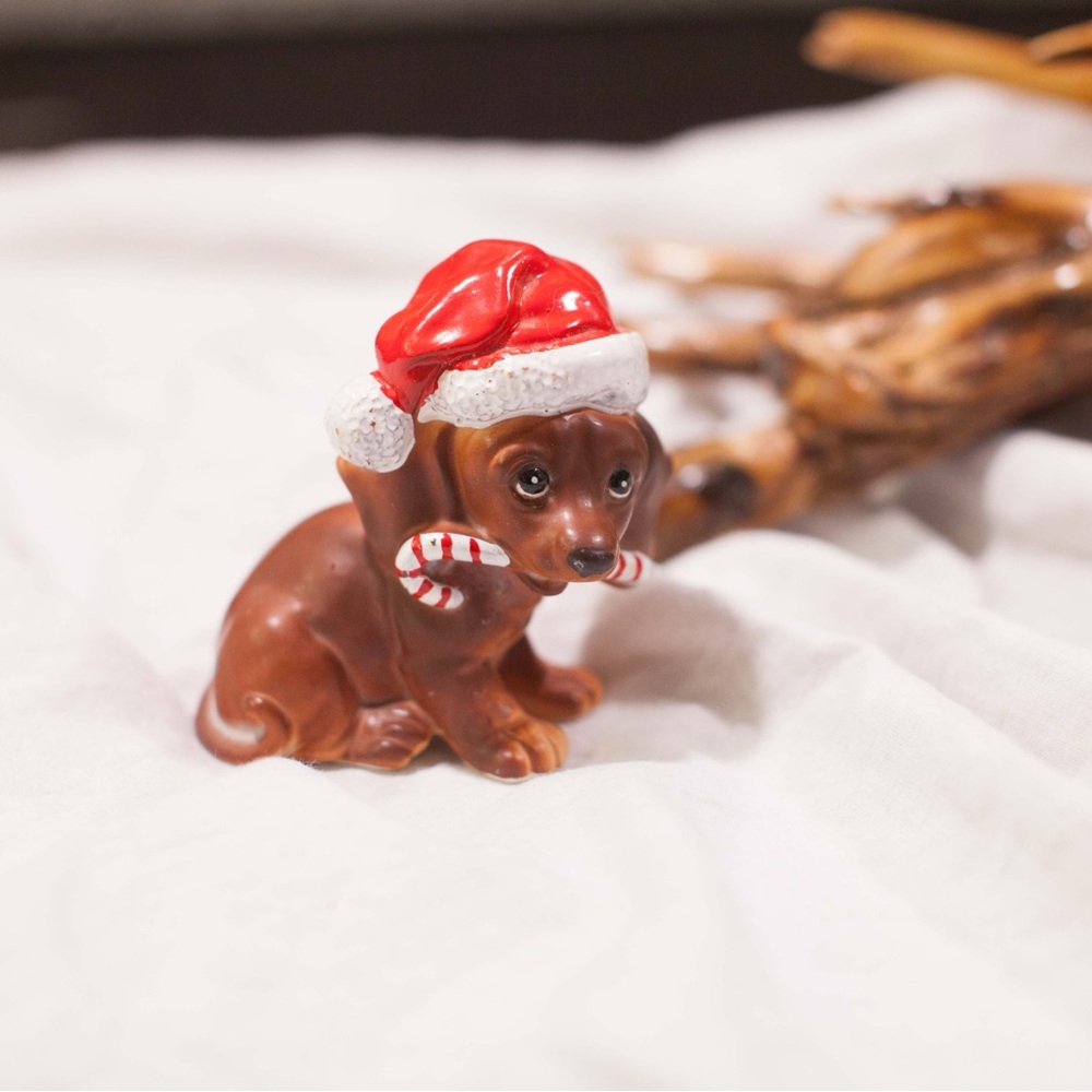 Vintage Christmas Dog Figurine